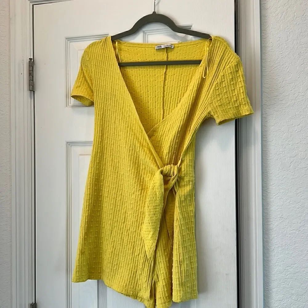 Yellow Mini Dress - Summer Cute Dress - Size Small - Zara Wrap Dress